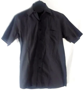 Adolfo Mens M 15/15.5 Short Sleeve Button Front Shirt Black H1 - Picture 1 of 3