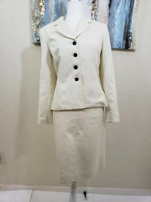 LE SUIT Mujeres 2 Piezas Elegante Amarillo Negro Poker Punto Falda Traje Talla 8 Foto 1 de 4