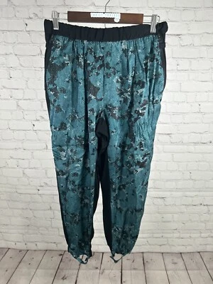 Pantalones Robert Rodriguez Negro Azul Seda Estampado Serpiente Cintura Elástica 10 (28x23) Foto 1 de 4