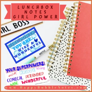 Brotdose LOVE Notes GIRL POWE 30-teiliges SOLOPAKET - Inspirierend, Motivierend, Spaß - Bild 1 von 7