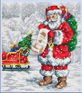 Gezähltes Kreuzstich-Set Weihnachtsmann zum Selbermachen unbedruckte Leinwand - Bild 1 von 1