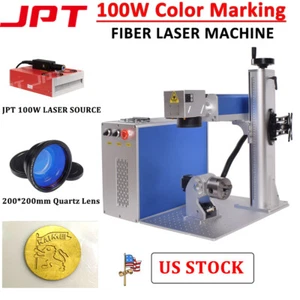 Máquina láser de fibra Mopa JPT 100W para metal acero marca de color 200 mm stock en EE. UU. - Imagen 1 de 14