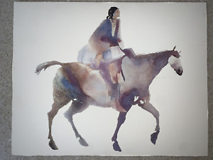 Carol Grigg Watercolor “Earth Healer” Print -Woman on Horse Wall Art 14” x 11”