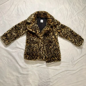 Gap Girls Small Leopard Print Faux Fur Winter Fall Dressy Coat - Picture 1 of 8