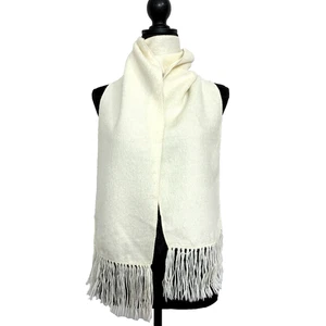 Camargo Alpaca Scarf Ivory Fringe Peru Soft Winter Wrap Unisex - Picture 1 of 11