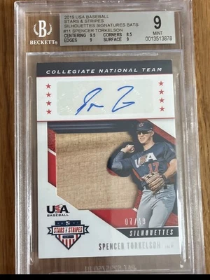 2020 Panini Stars & Stripes Silhouettes/Bat Spencer Torkelson RC AUTO BGS 9 MINT - Image 1 of 2