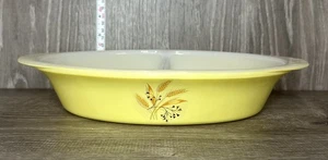 Glasbake J-239 3 Divided Dish, Yellow Wheat, 12” x 8.5" x 2.5” Vintage - Picture 1 of 7