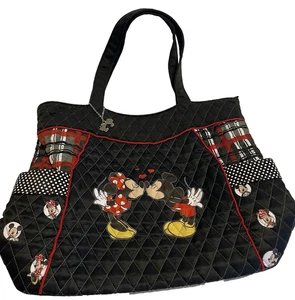 Bradford Exchange Disney "Mickey & Minnie Love Story" Quilted Tote Bag & Charm - Picture 1 of 19