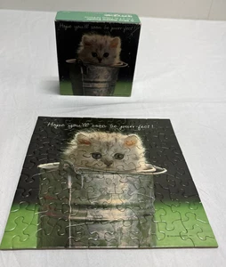 Vtg Hallmark SPRINGBOK Mini Puzzle Complete 7x7" Kitty Feeling a Little pail - Picture 1 of 5