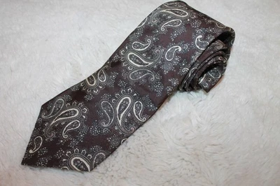 Corbata de seda Hardy Amies marrón cachemira Foto 1 de 4