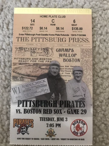 RARE 100th ANNIVERSARY TICKET STUB 1903 WORLD SERIES PIRATES & BOSTON RED SOX Cover