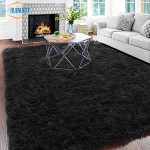 Glorious 5x7 Area Rug Fluffy Fuzzy Shaggy Solid Modern Shag Carpet Black - Picture 1 of 2