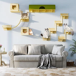 Xelsyo 18pc set of Cat Wall Climbing Shelves Perches Playground Scratching Post - Picture 1 of 11