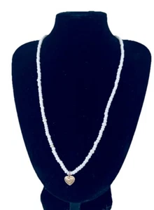 Coach Faux Pearl Necklace Signature Horse & Carriage Gold Tone Heart Pendant 18” - Picture 1 of 22