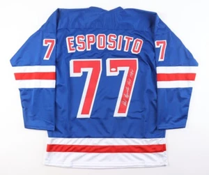 Phil Esposito Signed New York Rangers Blue Jersey Inscribed "HOF 1984" (JSA COA) - Picture 1 of 6