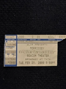 Morrissey - Concert Ticket Stub - Beacon Theater - 2/29/2000 - EX. Cond. - Picture 1 of 2