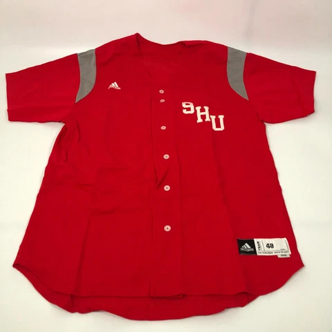 Adidas Sacred Heart Pioneers Baseball Jersey Size 48 Mens Red Button NCAA #20 Cover