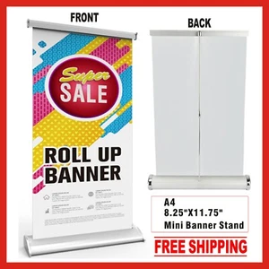MASSANFERTIGUNG Mini Tischplatte einziehbarer Bannerständer 8,25" x 11,75" mit Bedruckung - Bild 1 von 5