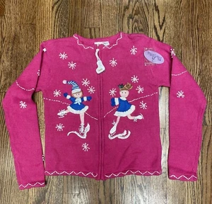 Miss Attitude Mädchen Large (14) Perlen Reißverschluss Pullover Eislaufen Schneeflocke rosa NEU - Bild 1 von 12