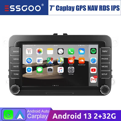 7" Autoradio Carplay Android 13 GPS RDS Per VW GOLF 5 6 Plus Polo PASSAT Skoda - Immagine 1 di 4