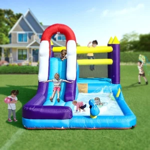 4.9m Kids Inflatable Water Slide with Bounce House Wet and Dry Use Bouncy Castle - Picture 1 of 9