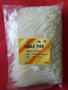 Kabelbinder Nylon natur 2,5 mm x 100 mm Draht Reißverschlussband 1000 Stück - Bild 1 von 6
