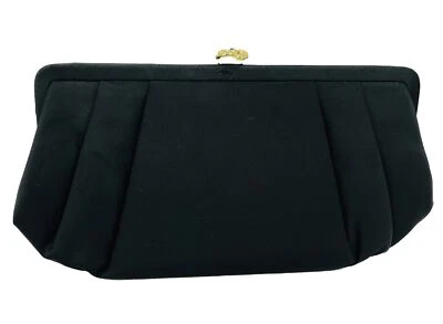 Винтажная черная атласная сумочка после пяти с прикрепленной цепочкой на запястье кошелек для монет - Изображение 1 из 4