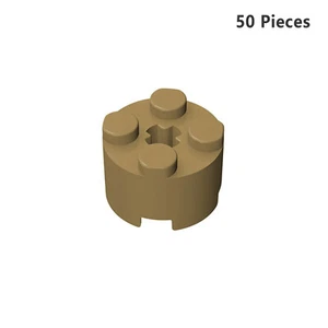 NEW~3941 6143 6116 39223 Brick Round 2 x 2 with Axle Hole Dark Tan 50 Pieces - Picture 1 of 12
