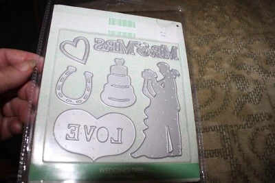 New SEALED TRIMCRAFT WEDDING DIE CUTTERS MR&MRS 2HEART, CAKE, COUPLE, HORSE SHOE - Image 1 of 4