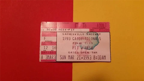 RARE "MAR 21 1993 NHRA DRAG RACING GATORNATIONALS GAINESVILLE TICKET STUB" Cover