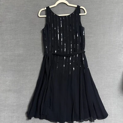 Vintage Talbots Dress 8 Black Silk Sequin Cocktail Party Formal Evening Holiday - Image 1 of 4