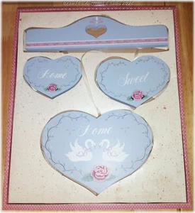 Vintage Wooden, French Country Farmhouse, 4-PC Wall Decor, Home Sweet Home, Blue - Picture 1 of 7