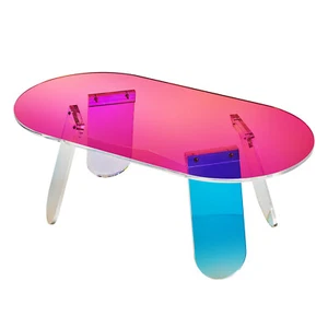 VEVOR Acrylic Coffee Table Iridescent Acrylic End Table 13.8 inch Height - Picture 1 of 12
