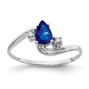 Avariah 14k White Gold 6x4mm Pear Sapphire AA Diamond ring - Ring Size 6.0 - Picture 1 of 5
