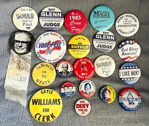 Lot 21 POLITICAL Old Pinback Buttons VTG washington 80s NIXON IKE STEVENSON DIXY - Picture 1 of 2