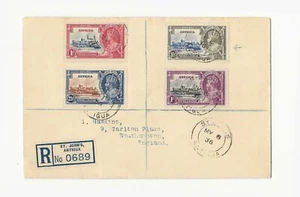 Antigua 1936 Silber Jubiläum 4er Set auf Einschreiben nach England - Bild 1 von 1
