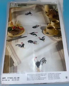 Rico Design Rooster Cross Stitch Table Runner Kit 20x55” (50 x 140cm) Czech Rep - Picture 1 of 5