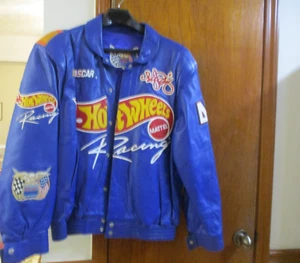 CHAQUETA DE CUERO NASCAR VINTAGE KYLE PETTY HOT WHEELS XL - Imagen 1 de 3