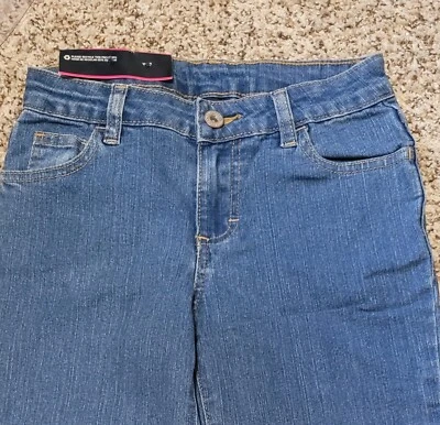 Girl's Faded Glory Jeans Youth Sz8 Bootcut Blue Med Wash Denim Adjustable Waist - Image 1 of 4