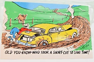 "Short Cut" Car Stuck in the Mud Highway Humor Postcard Frye & Smith H420 UNP - Picture 1 of 4
