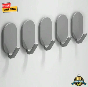 5pcs Heavy-Duty Adhesive Hooks - No Drilling, Ideal for Bathroom & Home Use - Picture 1 of 12