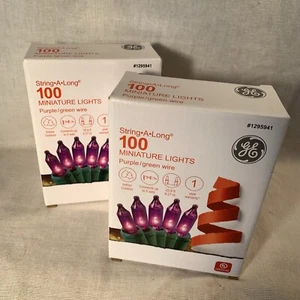 2 Boxes GE String-A-Long 100-Ct. Purple Incandescent Christmas String Lights - Picture 1 of 5