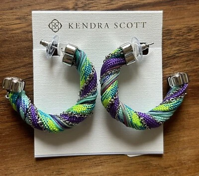 Pendientes de aro Kendra Scott Masie con cordón en mezcla púrpura/azul/verde/rodio Foto 1 de 4