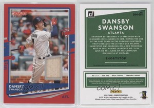 2020 Panini Donruss Donruss Materials Red /99 Dansby Swanson #DM-DS