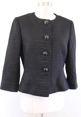 Blazer Traje Chaqueta Tahari ASL Levine Cocodrilo Estampado Animal Repujado Talla 10 Foto 1 de 4