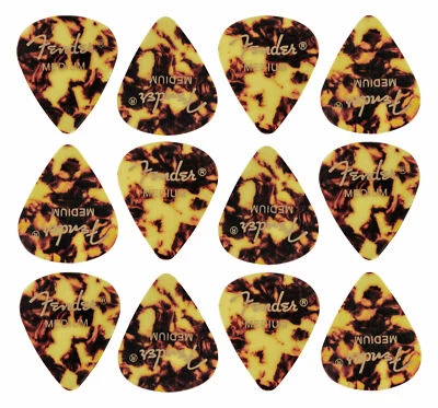 12x Fender 351 Plektren Plecs Medium Plektrum Plektron Set Zubehör Gitarre Bass