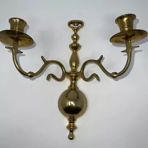 Vintage Georgian Style 3 Arm Wall Mounted Sconce Brass Candle holder 12 1/2" - Picture 1 of 6
