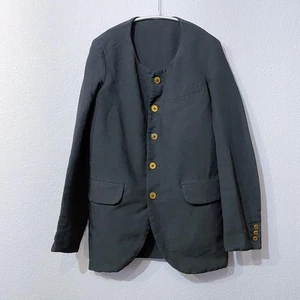 Comme des Garcons Homme Plus 2017SS Black Polyester Shrink No-Collar Jacket XS - Picture 1 of 4