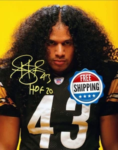 Troy Polamalu Pittsburgh Steelers signed Autogramm 8x10 Foto Nachdruck kostenloser Versand - Bild 1 von 1