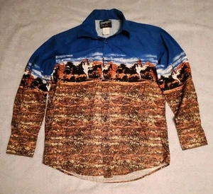 Camisa a Presión Vintage Años 90 Wrangler Southwestern Pearl Caballo Vaquero Todo L - Imagen 1 de 13